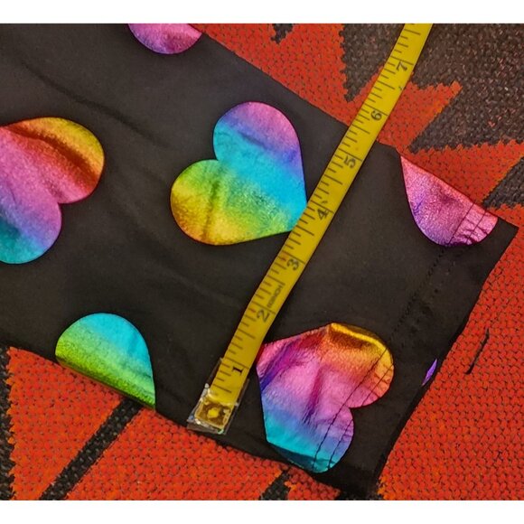 NEW Rainbow Foil Heart Print Black Leggings XXL (19) - Picture 7 of 7